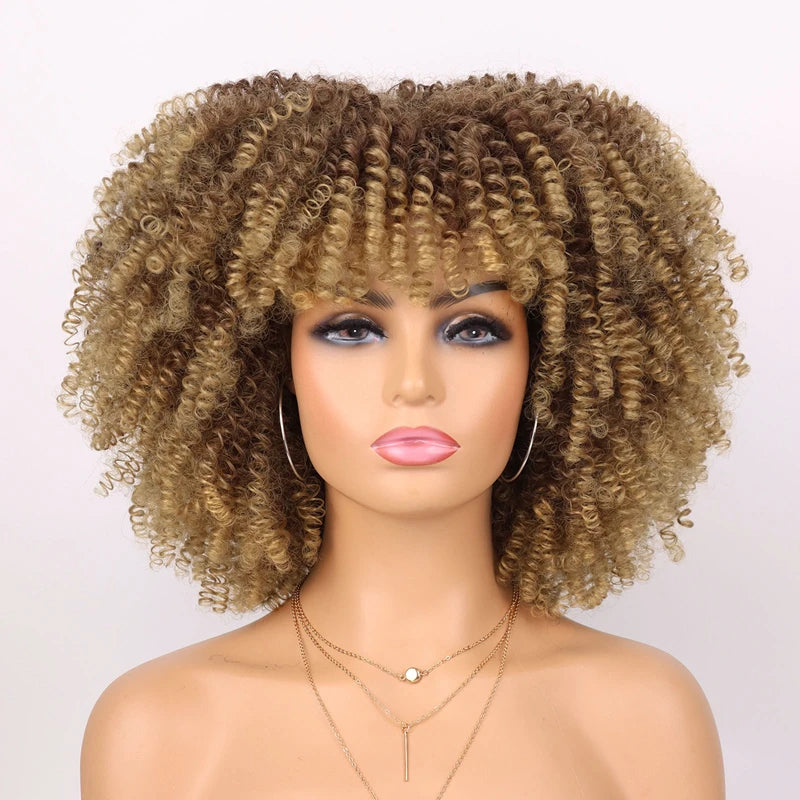 Cheap Price French Kinky Curl Curly Wig Neutral Short African for Cosplay Synthetic High Temperature Fiber Black Women's Wig