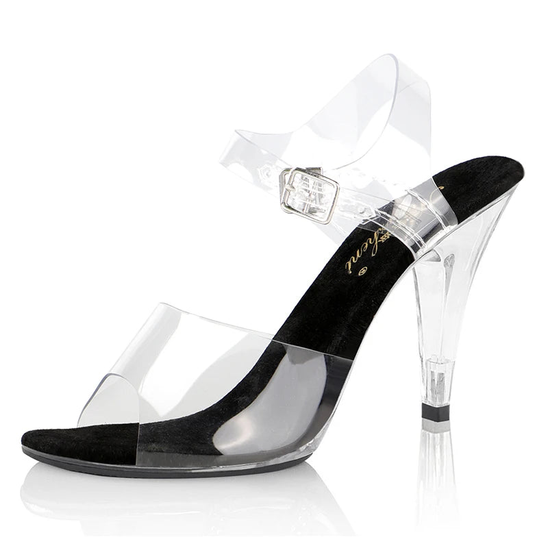 Transparent Simple Super High With Fine Large Size Sandals Summer 10cm Elegant Posing High Heels Nightclub Striptease Shoes
