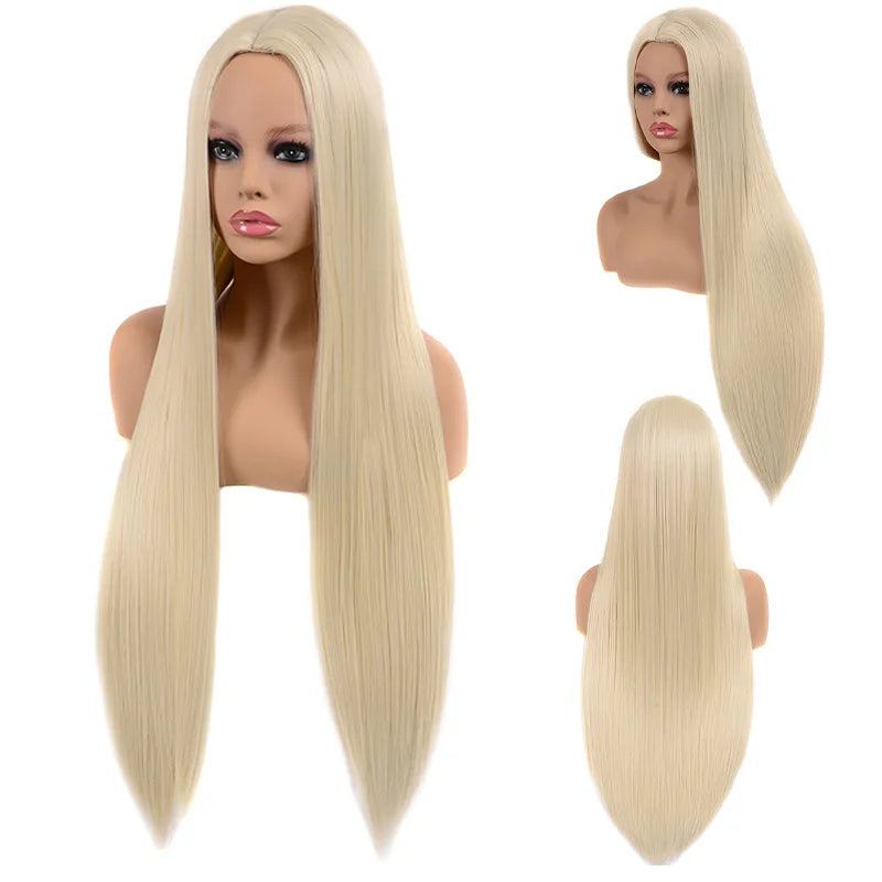 Black Bug 27# Wig Synthetic Heat Resistant Long Straight Middle Part Line Custom Cosplay Hair Wigs 28 Inches Party Hairpieces