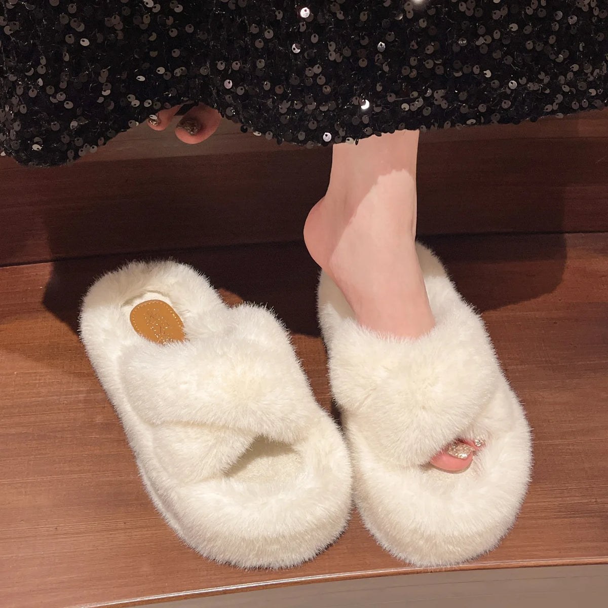 Greatslides Black Sandals for Women and Ladies,Plush House Slipper Designer Sandals Women,Custom Luxury Slippers