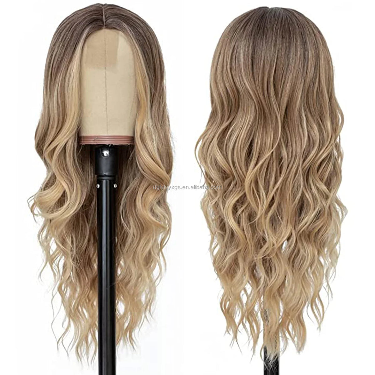 WL07 Small Area Lace Body Wave Synthetic Lace Wigs Lace Front Wigs Ombre Brown Mixed Blonde Water Wave Wig Women Hair