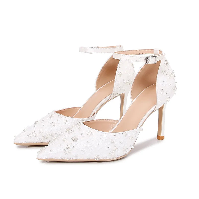 Zapatos De Dama Female White Sandals Ankle Diamond Women's Shoes Rhinestone  Heels for Ladies