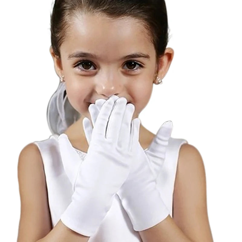 1 Pair Children's Dance Gloves White Festival Gloves Girl Gloves Prom Prop Children Outdoor Kindergarten Performance Accessories