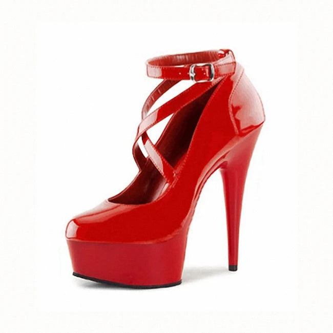 classic sexy show pole dance shoes red female Sexy 17cm high heels simple PU material single model stage nightclub Pumps
