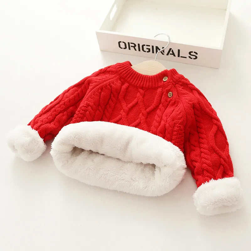 Autumn Winter Kids Baby Boys Girls Sweaters Cartoon Wool Pullover Toddler Childrens Warm Sweater Coat Cardigan Thicken Outerwear