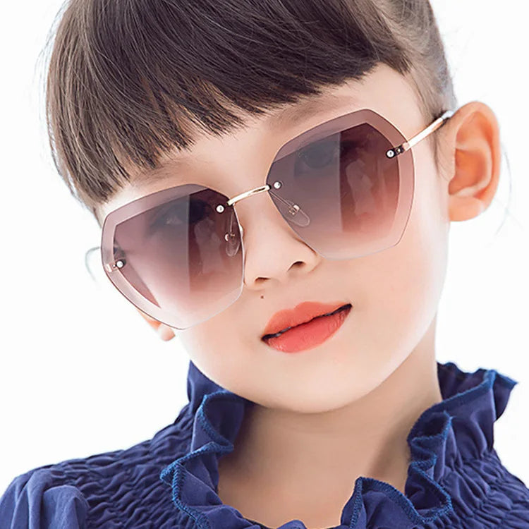 New Fashion Sunglasses for Kids Punk Oversize irregular Frameless Polygon UV400 Glasses Children Oculos De Sol Masculino