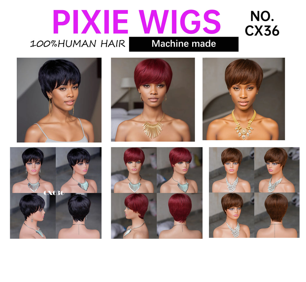Beauty Products Short Human Hair Pixie Wig Glueless Machine Made 100% Real Remy Human Hair Pixie Cut Wig for Black Women