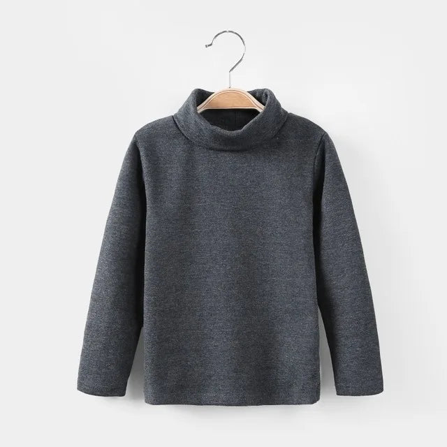 2024 Autumn Winter Girls Sweaters Cotton High Collar Boys Knitted Pullover Candy Color Kids Sweater Children's Clothing3-14Y