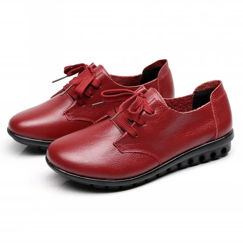 Brand Shoes for Women 2025 Spring Wedge Loafers Female Black Genuine Leather Flats ladies Office Nurse Shoes Mom Casual Sneakers