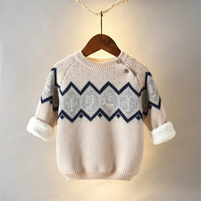 Autumn Winter Kids Baby Boys Girls Sweaters Cartoon Wool Pullover Toddler Childrens Warm Sweater Coat Cardigan Thicken Outerwear