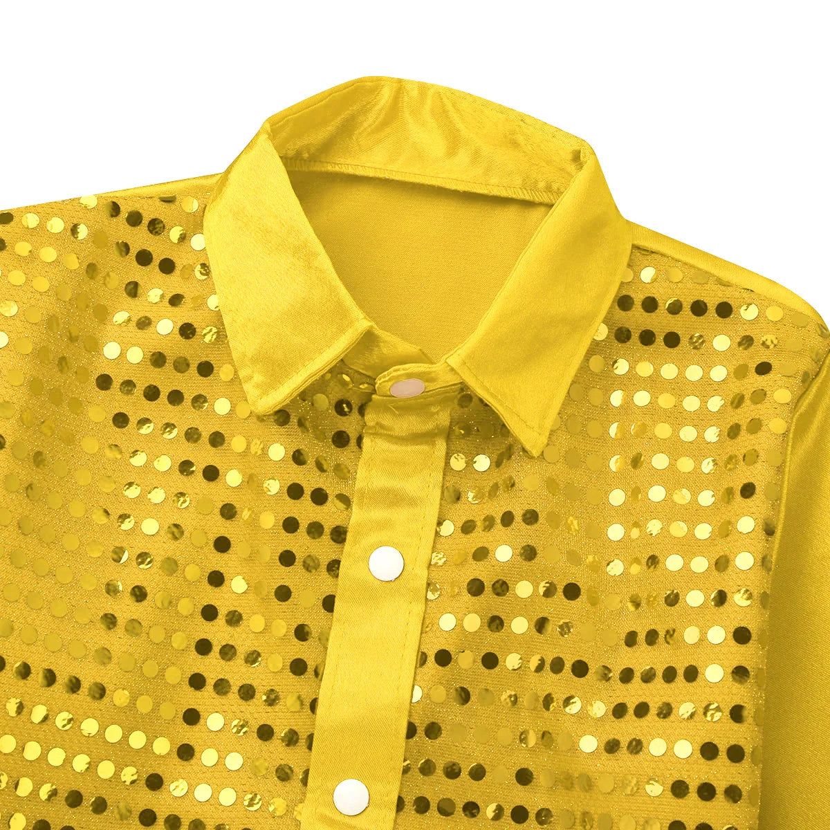 Kids Boys Sequined Shirts Shiny Long Sleeve Shirt Tops Button-Down Shirts Fashion Choir Jazz Dance Costumes Performance Clothes