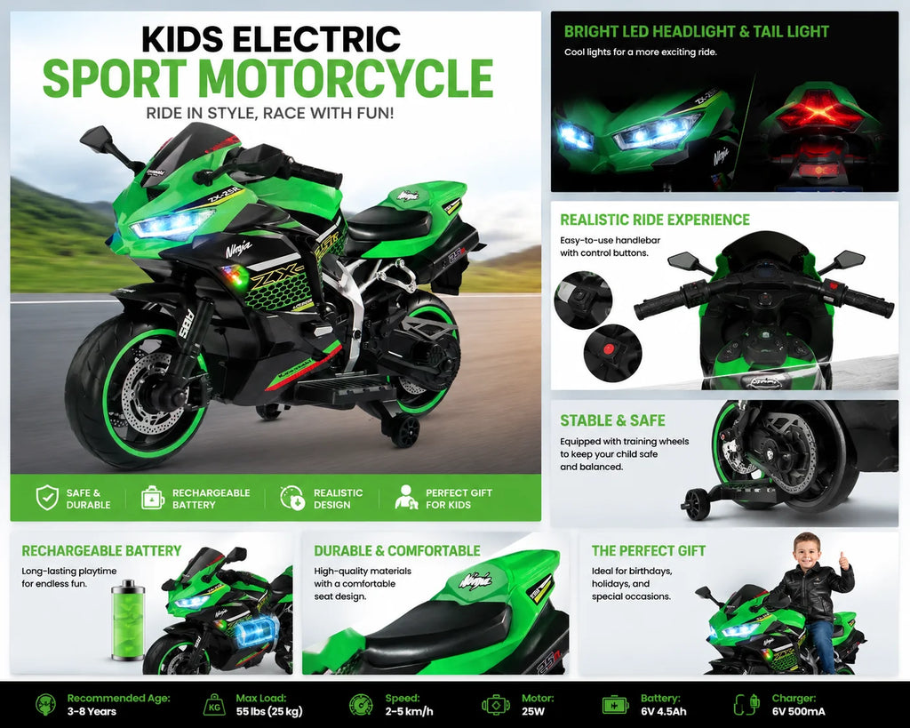 Kids Electric Ride-On Car with Remote Control Battery Powered Plastic for 2-4 & 5-7 Years Old Car Toy