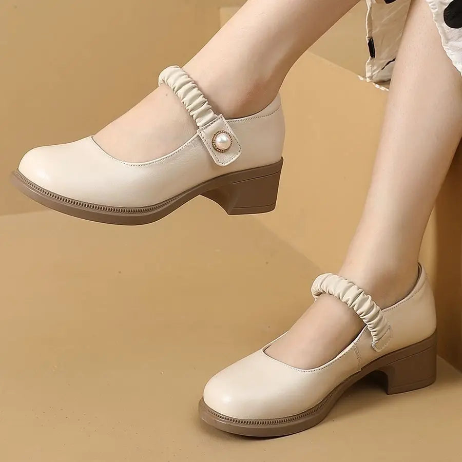 Women's Shoes 2025 Summer Casual Soft Mary Janes Shoes Women Elegant Low Heels Fashion Women Heels Shoes