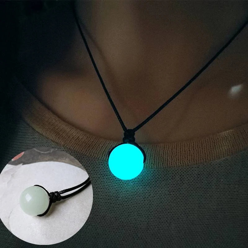 Bracelet for Women Glowing Gem Charm Jewelry Leather Rope Pendant Hollow Luminous Stone Pendant Necklace Gifts