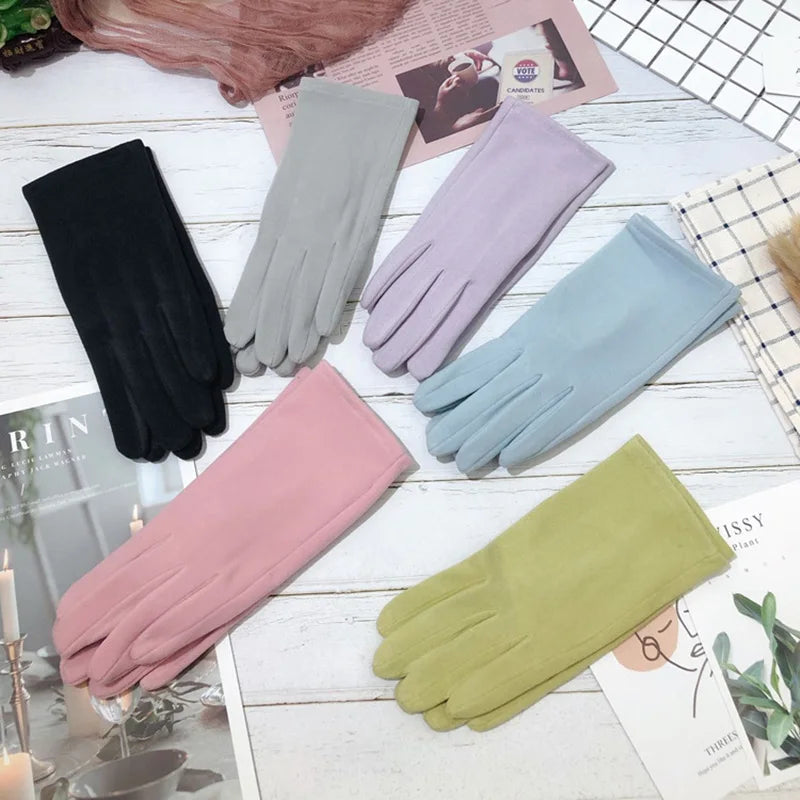 Female Winter Warm Driving Gloves Women Thin Cashmere Embroidery Elasticity Cycling Windproof Touch Screen Finger Gloves H16