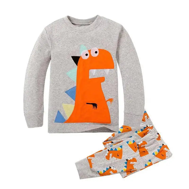 Excavator Children Pajamas Sets Kids Sleepwear Suit Sleeved T-Shirts Trousers Boy Clothes Pj's Infant Pijama Fashion Tops Pant