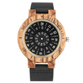 Men's Watches Unique Turntable Dial Watch Special Number Dial Wooden Watch Quartz Clock Male Unisex Leather Band Relojes Hombre