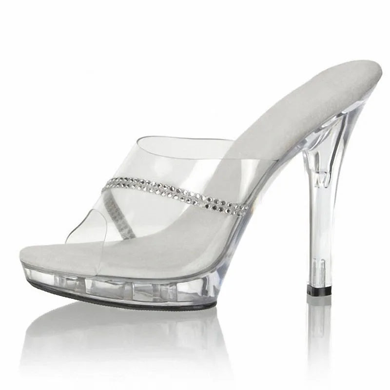 Summer transparent platform 13 cm fish mouth high-heeled shoes fashion party large high-heeled women's sandals