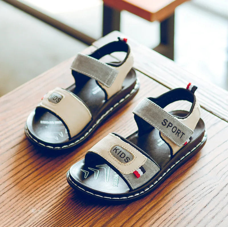 Children Sandals 2023 Summer New Fashion Boys Geniune Leather Sandals Kids Soft Bottom Non-slip Beach Sandals