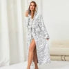 Plush Oversize Winter Soft Warm Long Flannel Bathrobe with Hooded Women Thick Night Fleece Bath Robes Dressing