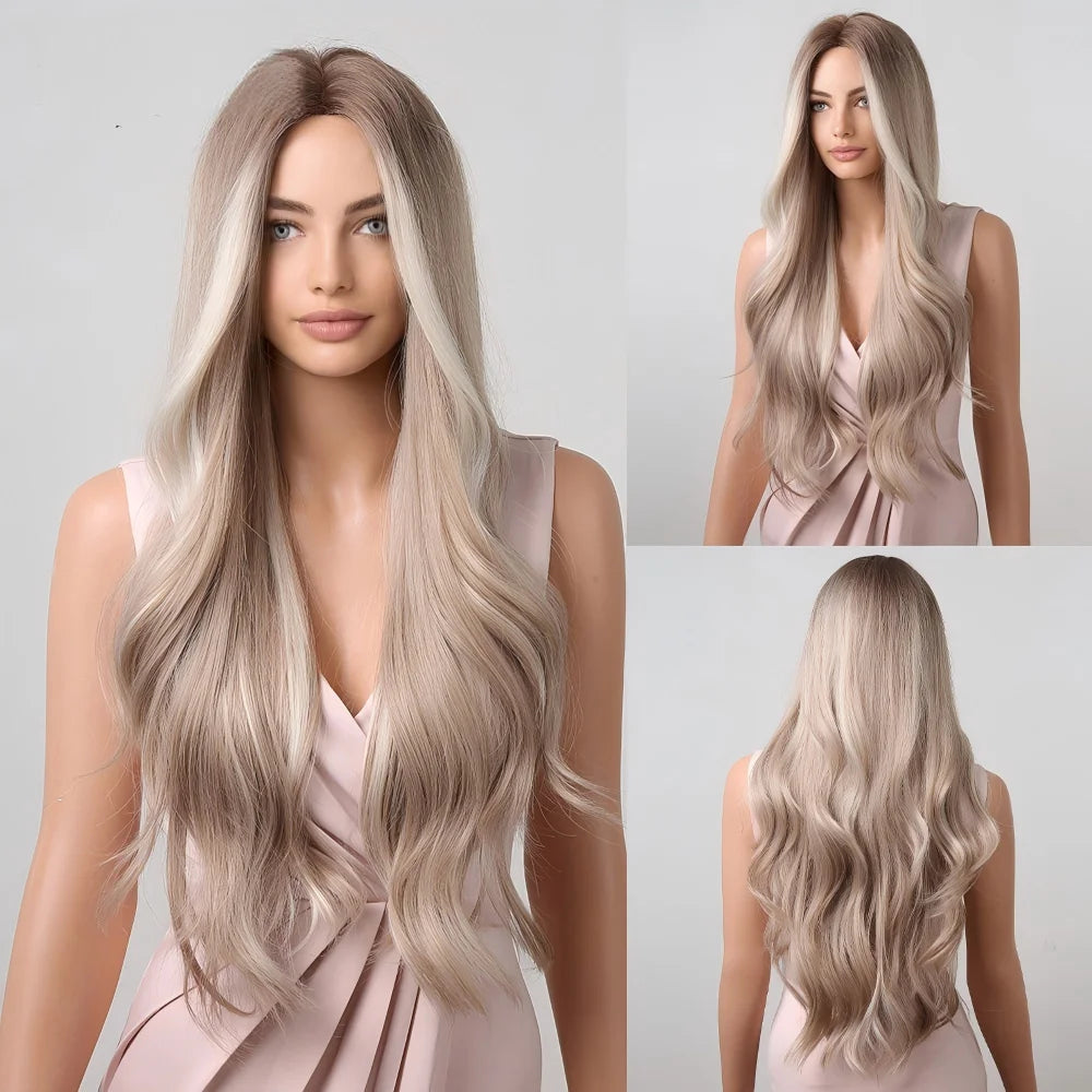 2026 Hot Selling 26 Inches Model Luxury Loose Wave Cascade Wig High Temperature Fiber 150% Density Heat Resistant Rose Mesh Net