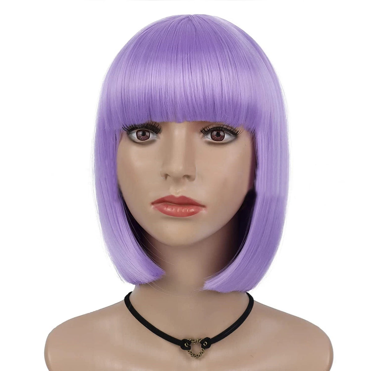 Short Black Straight Wig with Bangs Women Bob Shoulder Length Wigs Heat Resistant Fiber Synthetic Hair Wigs Natural Looking