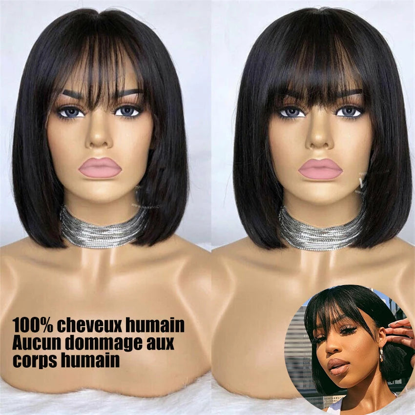 Wholesale Bangbob Human Hair Wig,Cuticle Aligned Vietnamese Human Short Bob Wig, Virgin Hair Vendor Straight Curly Wave Bob Wig