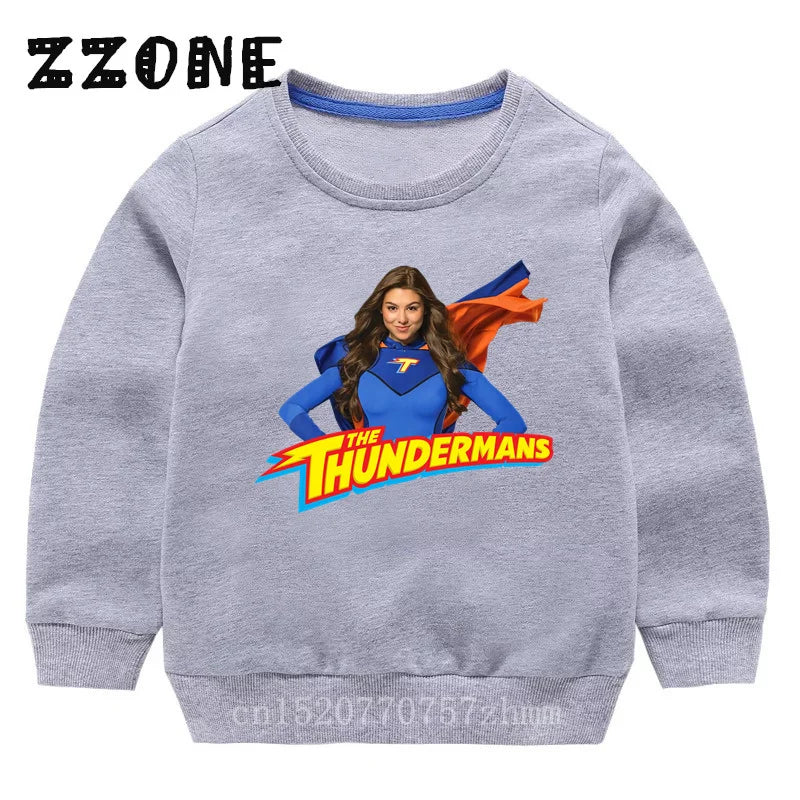 Kids Sweatshirts The Thundermans TV Shows Print Children Hoodies Casual Girls Boys Clothes Spring Autumn Baby Pullover Tops