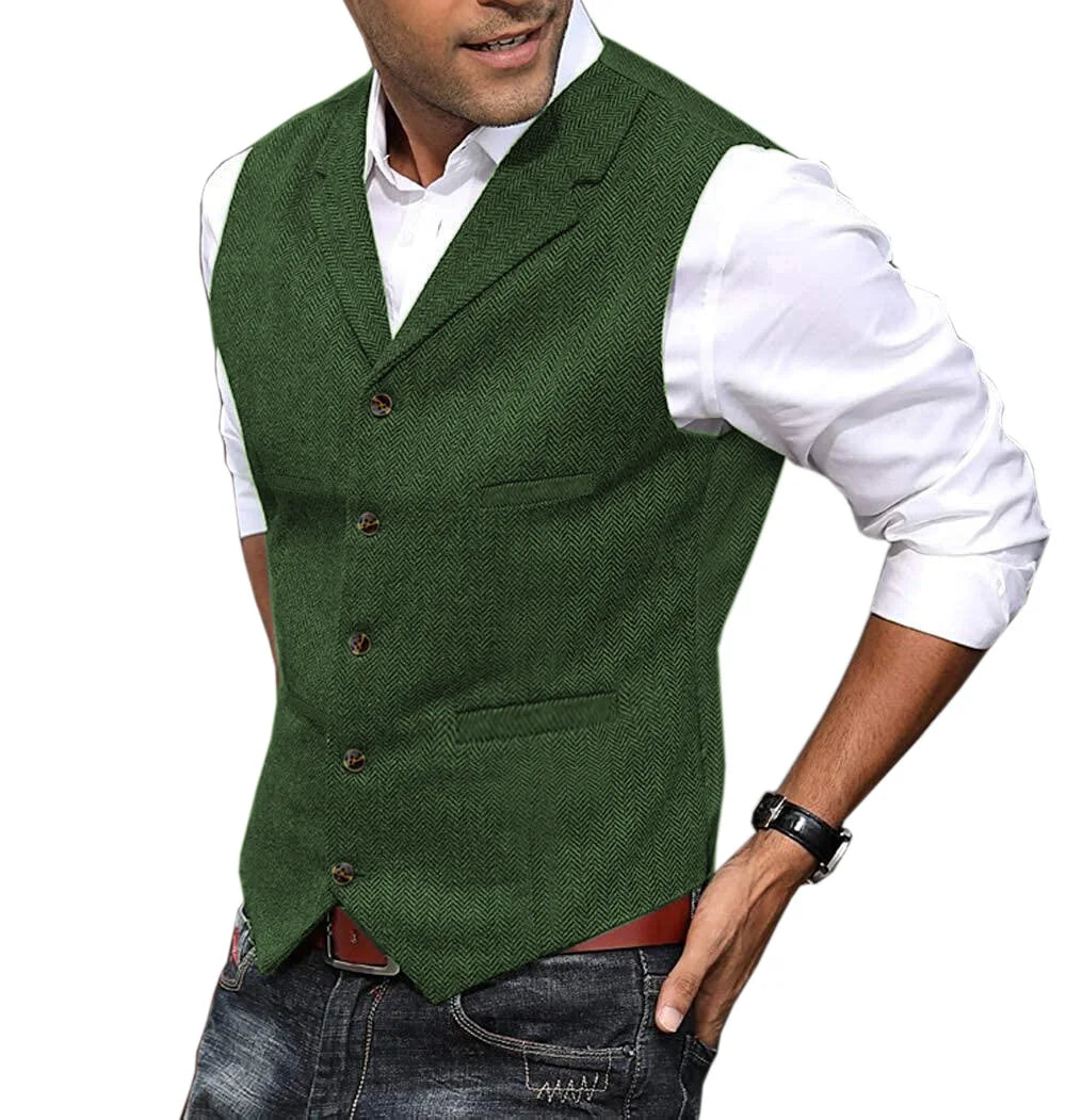 Casual Mens Brown Vest Silver Slim Fit V Neck Tuxedos School Party Green Waistcoat For Wedding Banquet Nightclub