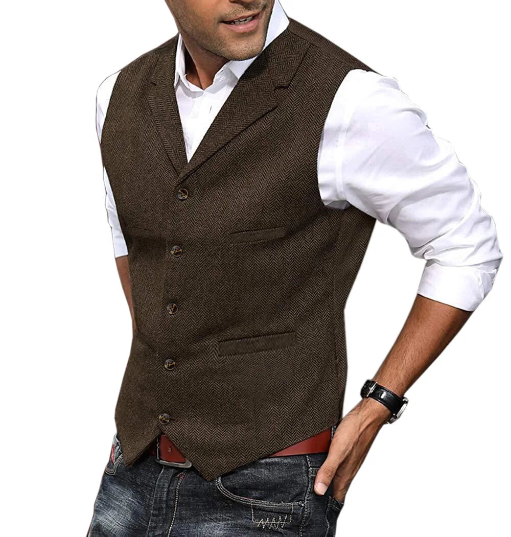 Casual Mens Brown Vest Silver Slim Fit V Neck Tuxedos School Party Green Waistcoat For Wedding Banquet Nightclub