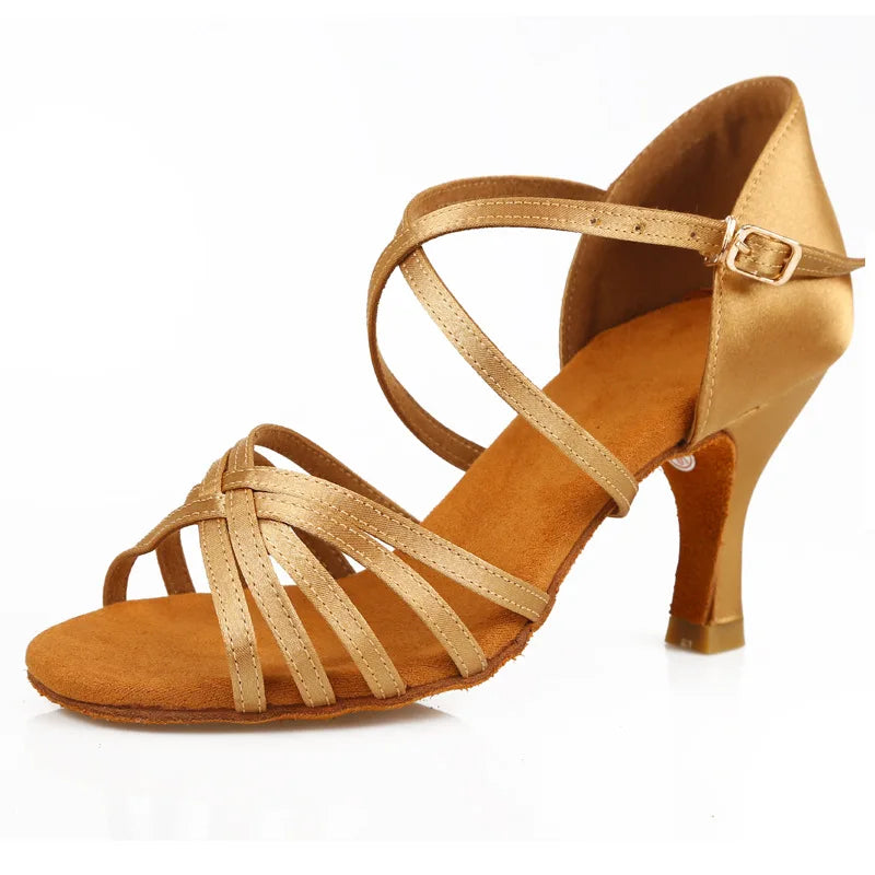 Latin Dance Shoes Women's Adult Dance Shoes Middle Heel Cha-cha High Heel Ballroom Dance Shoes