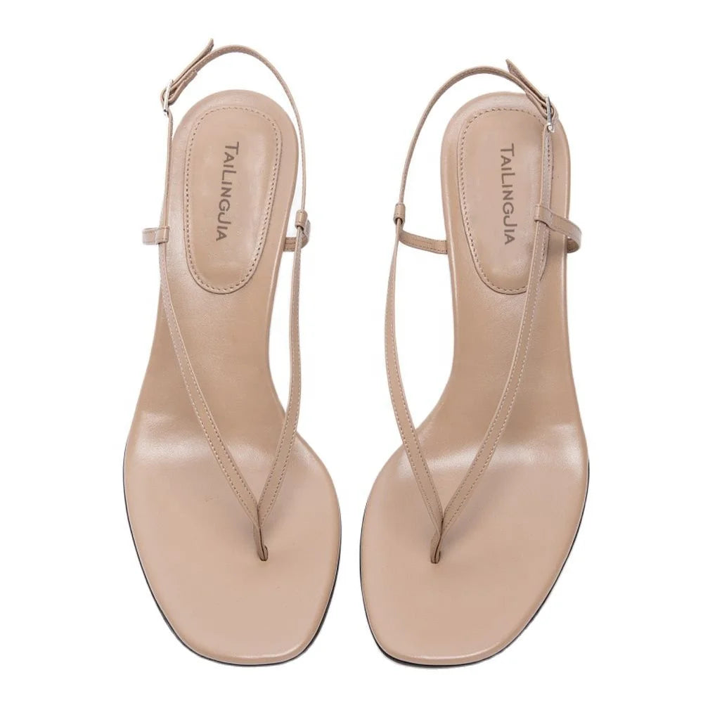 Heeled Strappy Shoes Barely There Heels for Ladies High Heel Women Thong Sandals