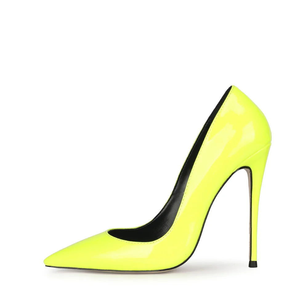 2021 Sexy Pointed Toe Jelly Patent Leather High Heels Pump Stilettos Sharp High Heels Dress Shoes for Women OEM Large Size 47