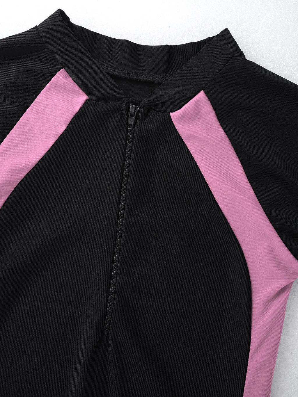Children One-piece Swimwear Stand Collar Short Sleeves Color Swimming Bathing Suiti Short Rash Guard Jumpsuit Cool Kids Swimsuit