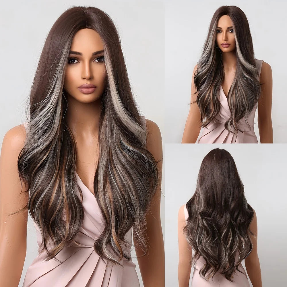 2026 Hot Selling 26 Inches Model Luxury Loose Wave Cascade Wig High Temperature Fiber 150% Density Heat Resistant Rose Mesh Net
