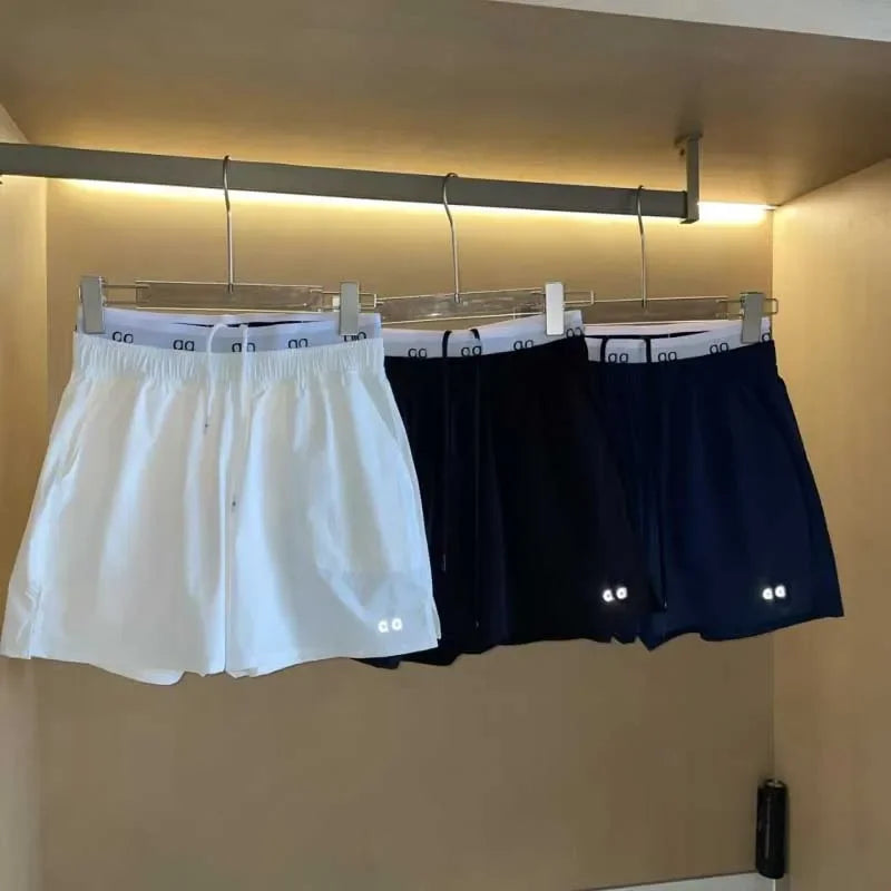 Yoga Stretch Shorts Women Shorts Luxury Waist Elastic Band Letters Shorts Casual Lady Yoga Slimming Wide Leg