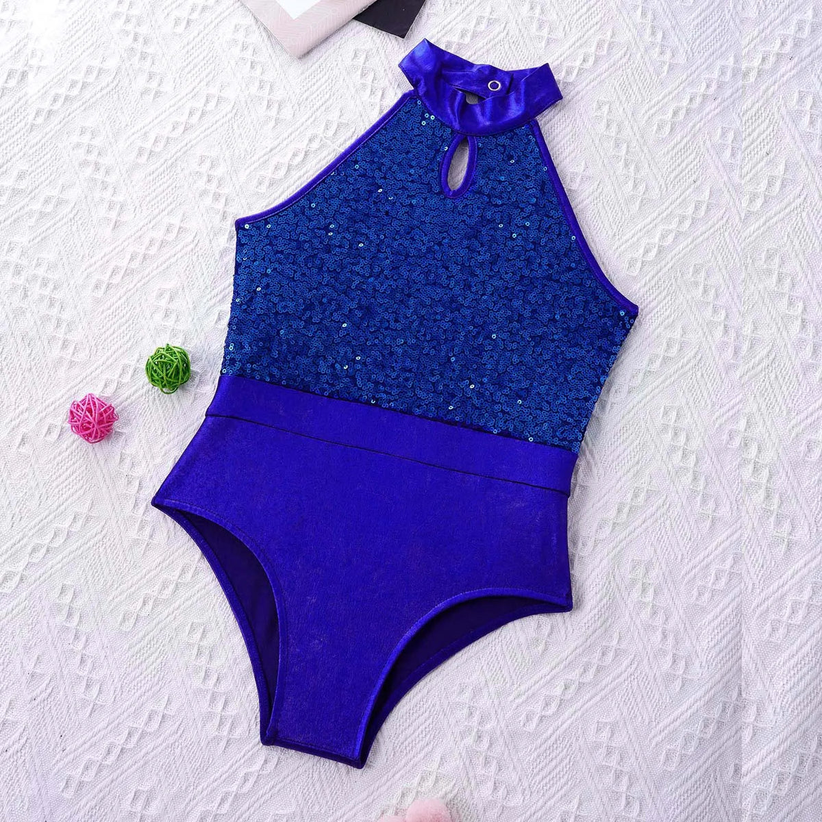 Kids Dance Wear Gymnastics Leotard For Girls Ballet Clothes Sequins Splice Metallic Gymnastics Bodysuit Children Dance Jumpsuit