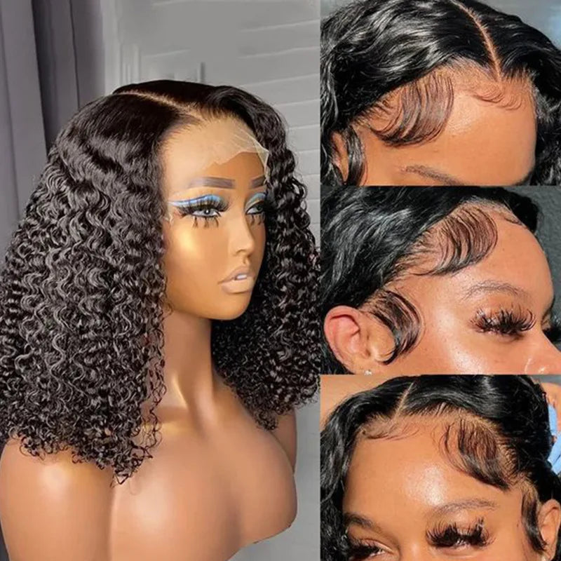 Hight Quality Kinky Curly Wave Short Bob Wig Human Hair Hd Full Lace Front Wig Vendor Raw Virgin Lace Frontal Wig