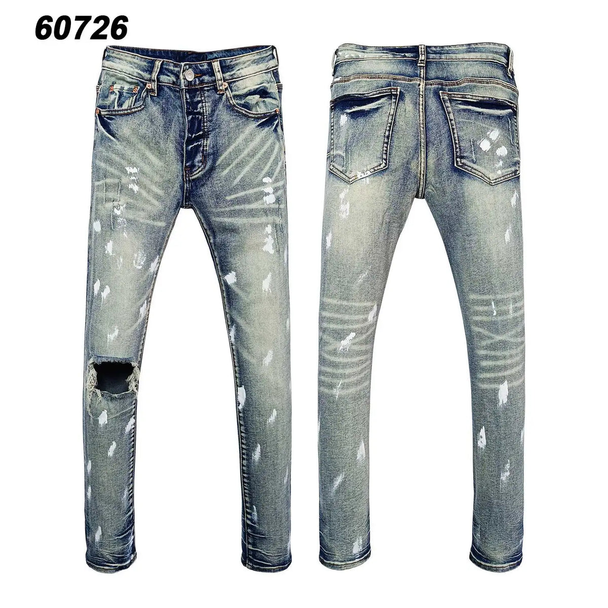 Wholesale Streetwear Jeans Pleated Tapered Trousers Men Elastic Damaged Beggi Pants Slim Fit Jeans