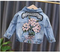 Kids Denim Jackets for Girls Baby New Flower Embroidery Coats Fashion Spring Autumn  Children Outwear Ripped Jeans Jackets 1-5Y