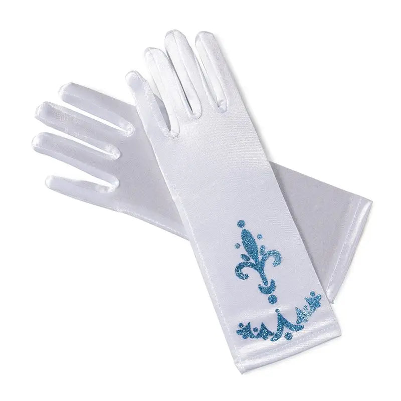 Kids Princess Cosplay Gloves Baby Girl Anna Dress Up Mitten Bows Printed Party Gloves Children Fingerless Oversleeve For Gilrs