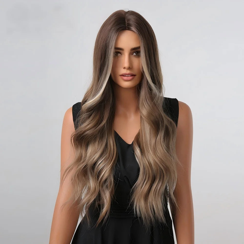 2026 Hot Selling 26 Inches Model Luxury Loose Wave Cascade Wig High Temperature Fiber 150% Density Heat Resistant Rose Mesh Net