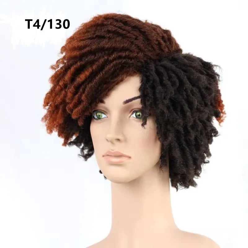 Factory Price Dreadlock Wigs for Black Women Short Natural Twist Curl Faux Crochet Hair Braids Ombre Color Dread Locs Wig