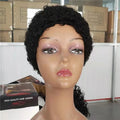 Short Afro Kinky Curly Human Hair Wigs for Black Women Wigs Black Color None Lace Machine Made Wigs