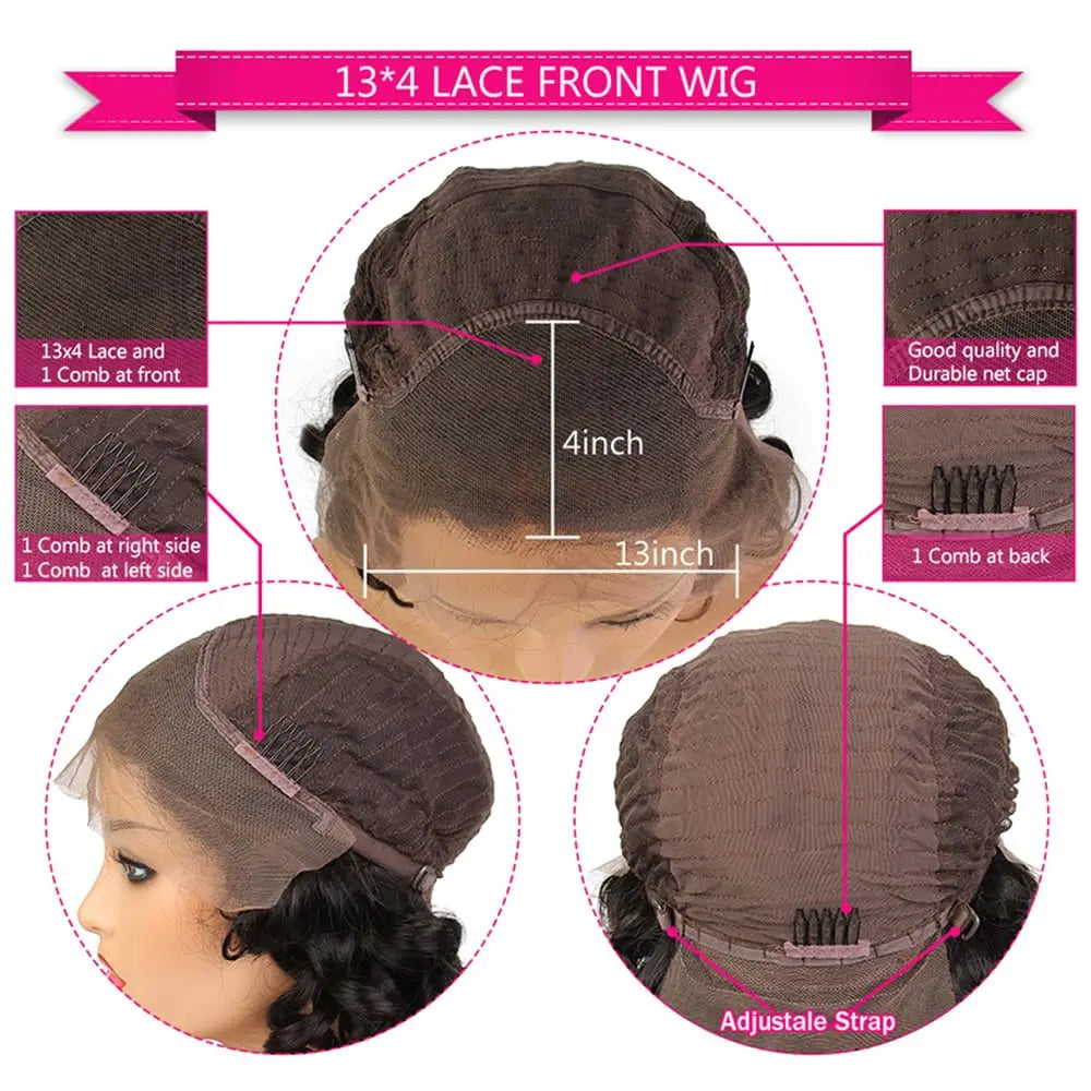 Pixie Cut Wig Frontal Lace Wig 13X4 Human Hair Transparent Lace Wigs for Women Natural Color Brazilian