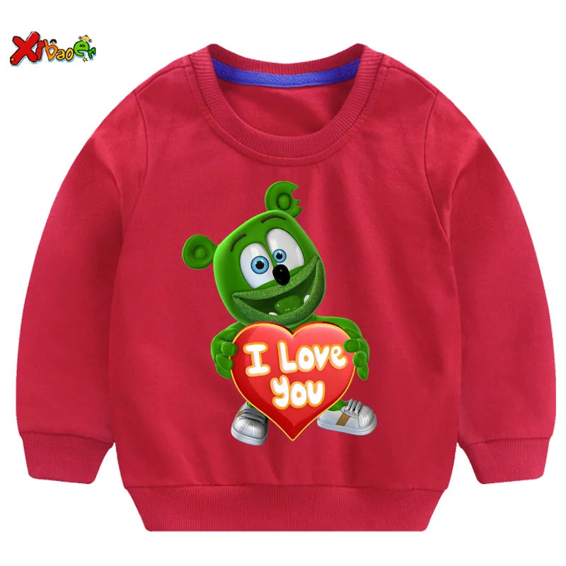 Gummy Bear kids hoodies sweatshirts I LOVE YOU t shirt Fashion Personality Casual T Shirt children boys girls T-shirt sweatshirt