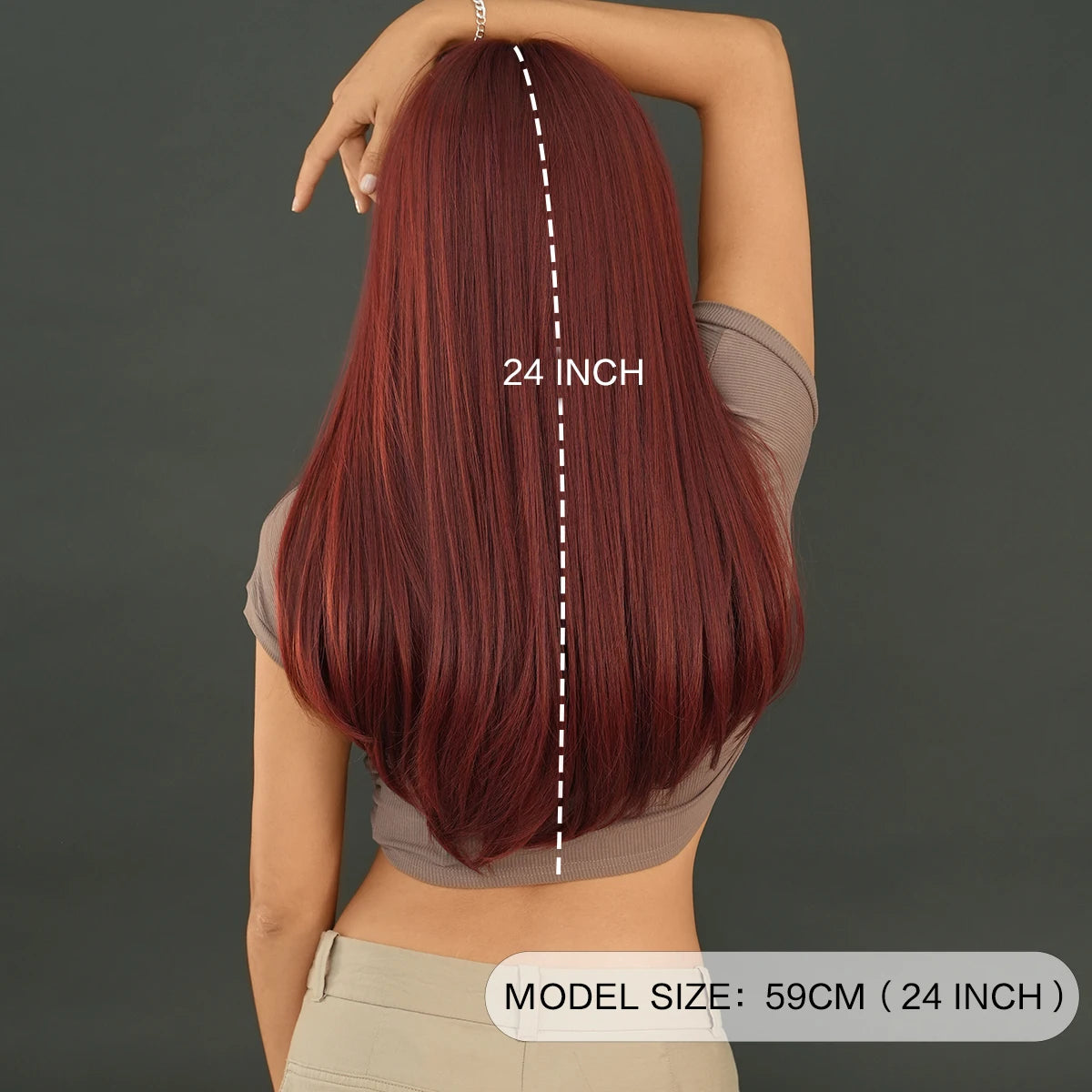 Burgundy Wine Red Wigs for Women Long Straight Wig with Bangs Natural Fashion Soft Cabello Natural Peluca