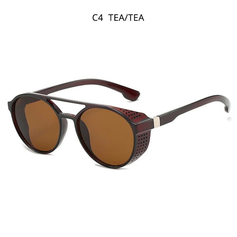 Classic Steampunk Sunglasses Men Fashion Round Glasses For Male Vintage Brand Designer Eyeglasses Shades Outdoor UV400