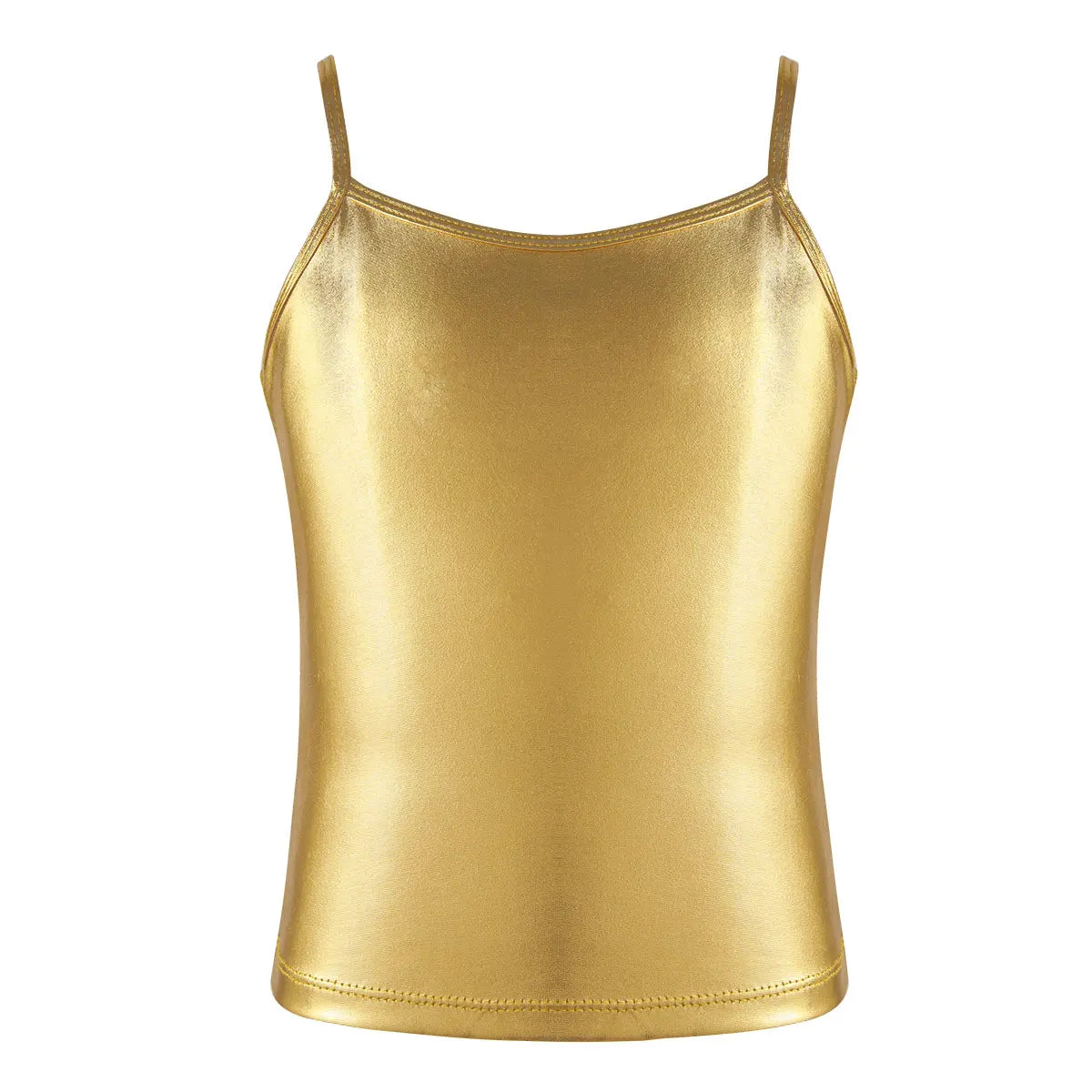 Kid Girl Sparkly Sequin Camisole Hip Hop Jazz Dance Tank Tops Spaghetti Straps Workout Gymnastics Vest Shirt Performance Costume