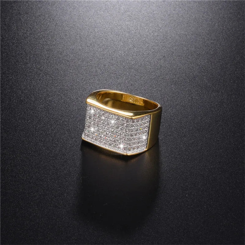 Men's Luxury Hip Hop Ring jewelry 925 Silver bling SONA Simulated Diamond painting full gold rings for boys Party gift Size 8-13